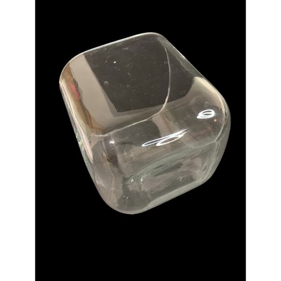 Crate & Barrel Clear Glass Vase 4.75" Cube - Picture 4 of 8